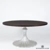 Flute Table 60" Walnut Top W/34" Silver Leaf Base -Online Home Decor 77909
