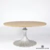 Flute Table 60" Cerused Oak Top W/34" Silver Leaf Base