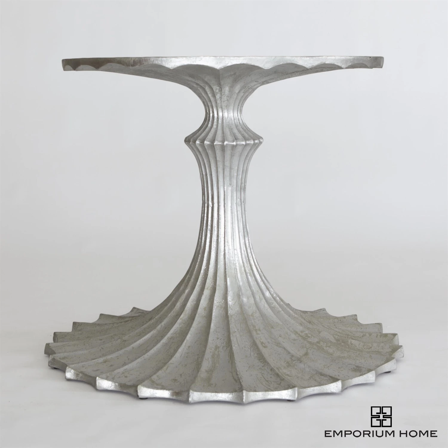 Flute Table 78" Cerused Oak Top W/34" Silver Leaf Base 5 Flute Table 78" Cerused Oak Top W/34" Silver Leaf Base - Image 3