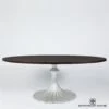 Flute Table 78" Walnut Top W/34" Silver Leaf Base 1 Flute Table 78" Walnut Top W/34" Silver Leaf Base -Online Home Decor 77918