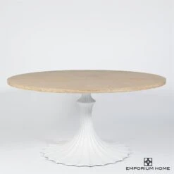 Flute Table 60" Cerused Oak Top W/34" White Base