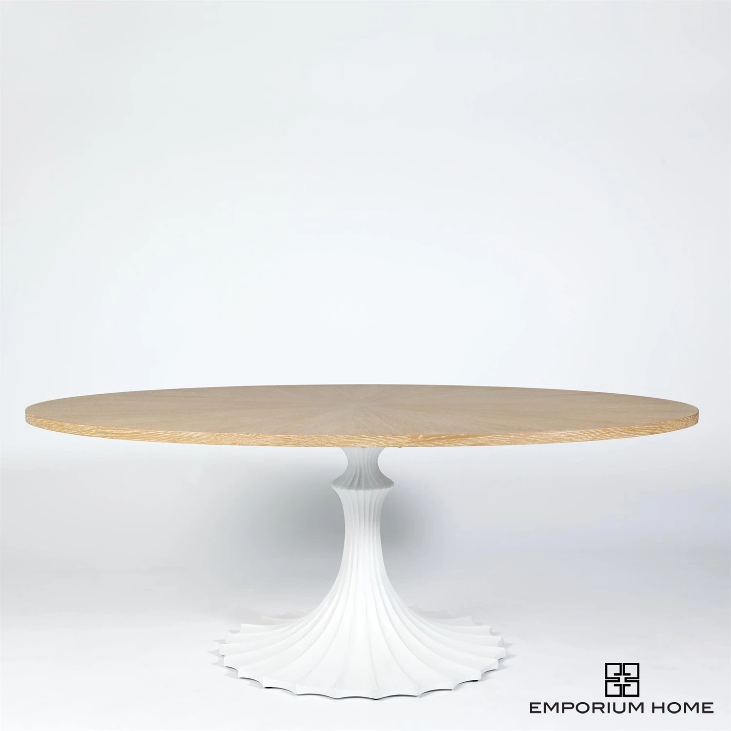Flute Table 78" Cerused Oak Top W/34" White Base 3 Flute Table 78" Cerused Oak Top W/34" White Base