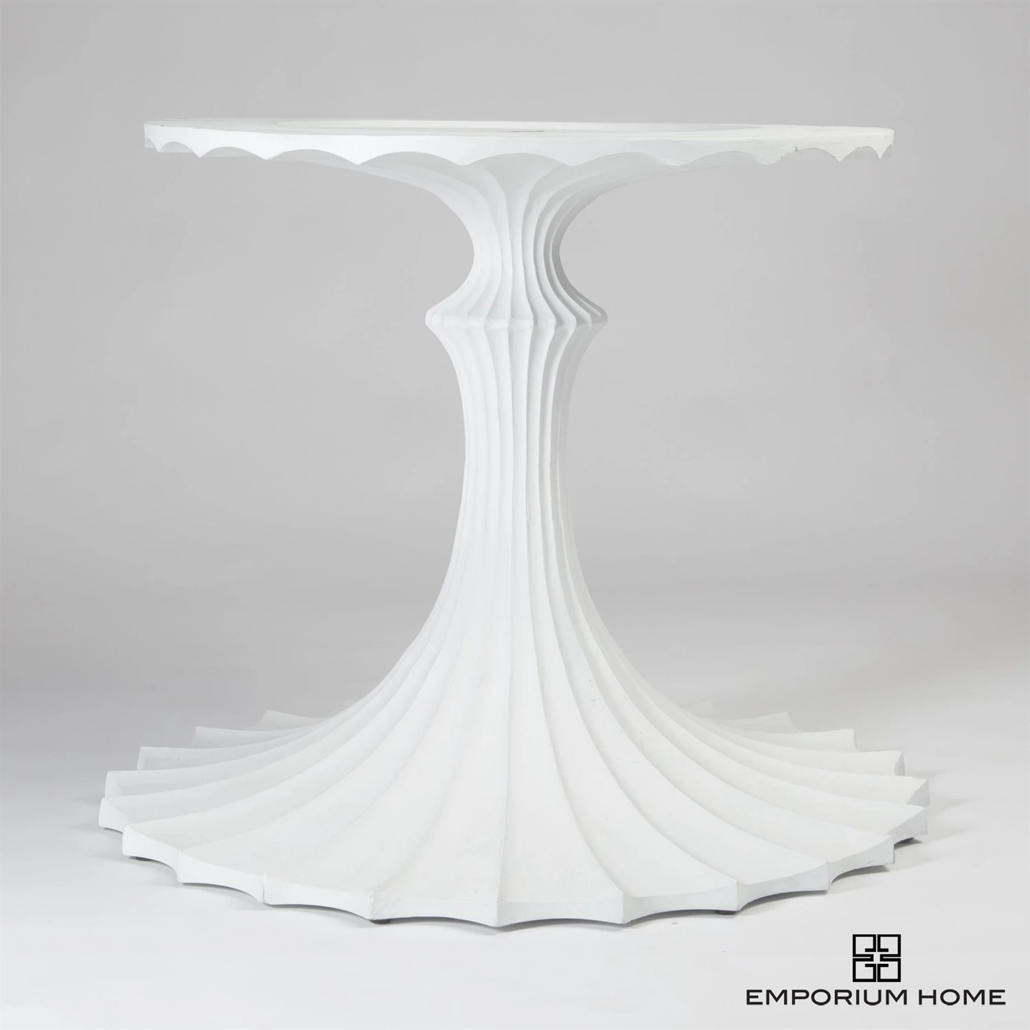 Flute Table 78" Cerused Oak Top W/34" White Base 5 Flute Table 78" Cerused Oak Top W/34" White Base - Image 3