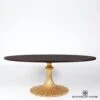 Flute Table 78" Walnut Top W/34" Gold Leaf Base -Online Home Decor 77942