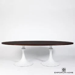 Flute Table 96" Walnut Top W/26" White Base