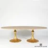 Flute Table 96" Cerused Oak Top W/26" Gold Leaf Base