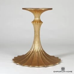 Flute Table 96" Cerused Oak Top W/26" Gold Leaf Base 7 Flute Table 96" Cerused Oak Top W/26" Gold Leaf Base -Online Home Decor 77959