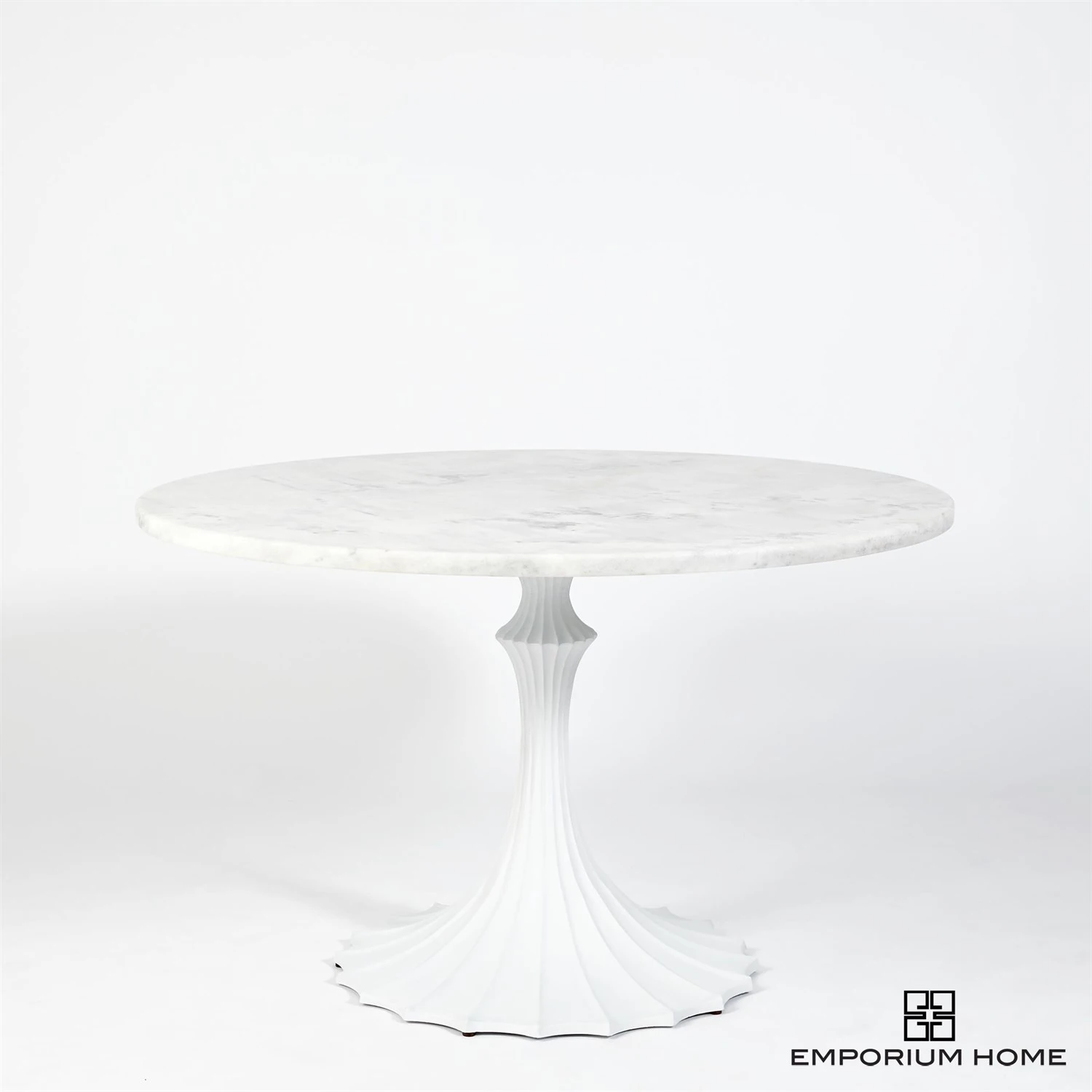 Flute Table 48" White Marble Top W/26" White Base 3 Flute Table 48" White Marble Top W/26" White Base