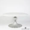 Flute Table 60" White Marble Top W/34" Silver Leaf Base -Online Home Decor 77975