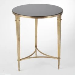 Round French Square Leg Table-Brass W/Black Granit -Online Home Decor 8.80604 1