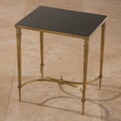 Rectangular French Square Leg Table-Brass & Black Granite -Online Home Decor 8.80605 1