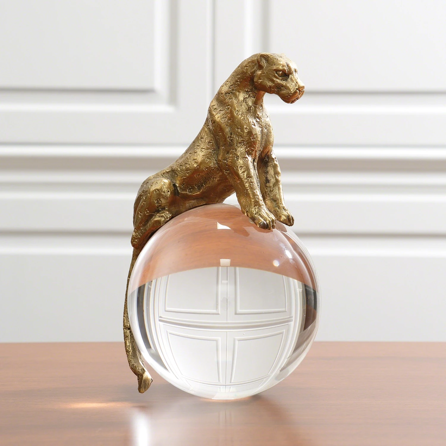 Jaguar On Crystal Sphere-Brass 4 Jaguar On Crystal Sphere-Brass - Image 2