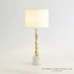Facet Block Table Lamp-Brass -Online Home Decor 80069