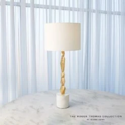 Facet Block Table Lamp-Brass -Online Home Decor 80070
