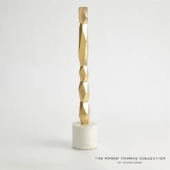 Facet Block Sculpture-Brass -Online Home Decor 80072
