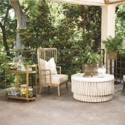 Round Teeter Totter Stone Cocktail Table -Online Home Decor 80123