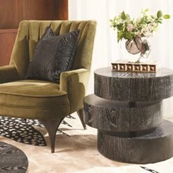 Pivot Side Table-Ebony Cerused -Online Home Decor 80128