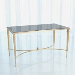 French Square Leg Cocktail Table-Brass & Black Granite 7 French Square Leg Cocktail Table-Brass & Black Granite -Online Home Decor 80188