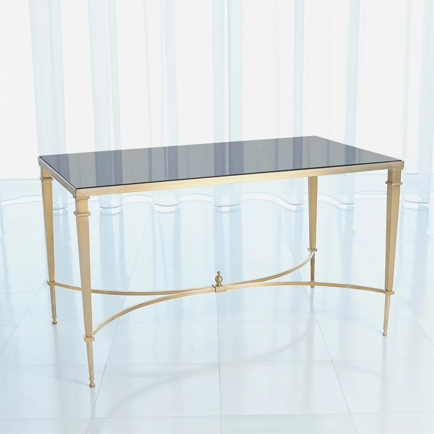 French Square Leg Cocktail Table-Brass & Black Granite 4 French Square Leg Cocktail Table-Brass & Black Granite - Image 2