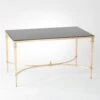 French Square Leg Cocktail Table-Brass & Black Granite -Online Home Decor 80189