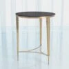 Round French Square Leg Table-Brass W/Black Granit 2 Round French Square Leg Table-Brass W/Black Granit -Online Home Decor 80198
