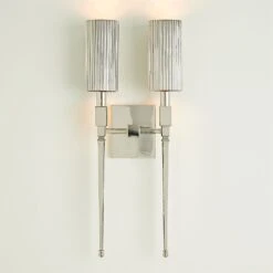 Fluted Double Sconce-Nickel