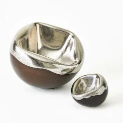 Squished Bowls-Platinum Crackle 12 Squished Bowls-Platinum Crackle -Online Home Decor 81497