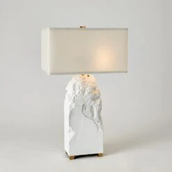 Chiseled Block Lamp-Matte White