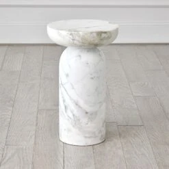 Tumble Accent Table-Arbescato White Marble -Online Home Decor 82505