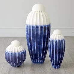 Fluted Jars W/Lid-Cobalt