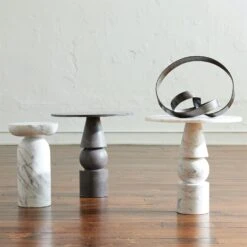 Tumble Accent Table-Arbescato White Marble -Online Home Decor 84594