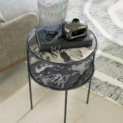 Registrar Tiered Table-Gunmetal -Online Home Decor 84596