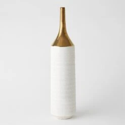 Two-Toned Vase-Gold/White -Online Home Decor 84755