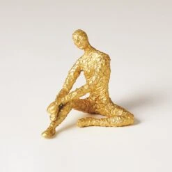 Figural Male Dancer-Sitting-Textured Gold