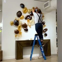 S/5 Glass Wall Gems-Amber W/Gold -Online Home Decor youtube 7YU qqmq6UQ 4