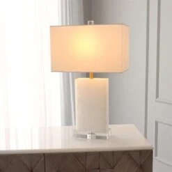 Alabaster Rectangular Table Lamp-Brass -Online Home Decor youtube LOC6YU62t9U