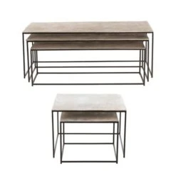 S/3 Sand Casted Nesting Cocktail Tables-Black Frame W/Nickel Top -Online Home Decor youtube urT vBN bcc 1
